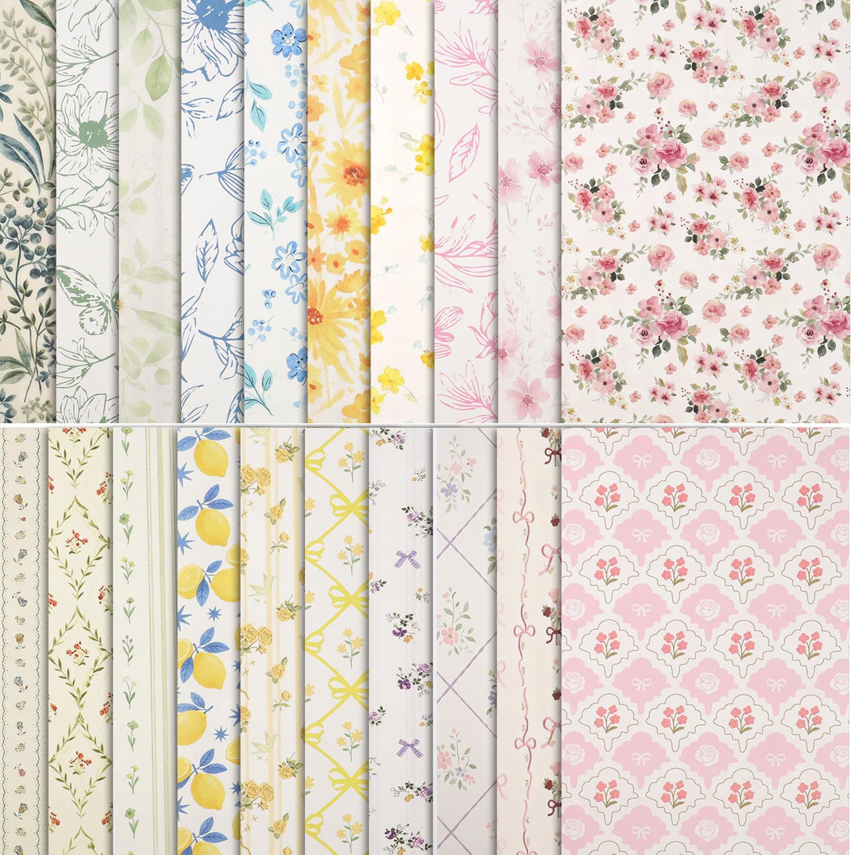 Scrapbook Paper, 60 Sheets, Double-Sided Floral, 5.5 x 8.3 in