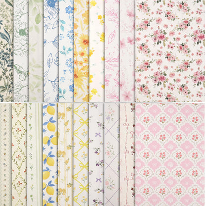 Scrapbook Paper, 60 Sheets, Double-Sided Floral, 5.5 x 8.3 in