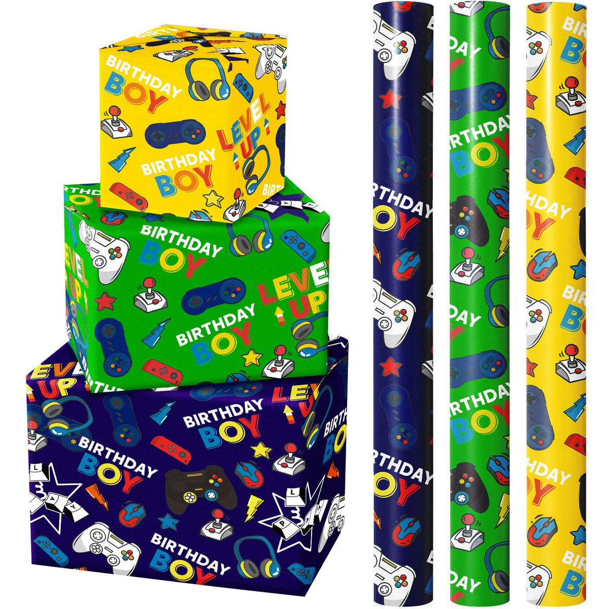 WRAPAHOLIC Gold Wrapping Paper Roll - Mini Roll - 3 Rolls - 17 Inch X 120 Inch Per Roll - Gold Foil Birthday Wrapping Paper for Wedding, Christmas, Party, Baby Shower