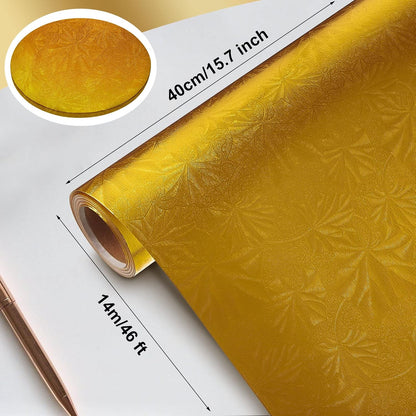 Jecery Embossed Floral Foil Wrapping Paper, Metallic 15.7" x46 Ft,Gold