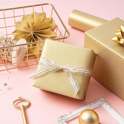 RUSPEPA Gold Wrapping Paper - Christmas Gift Wrap Pearly - luster Paper Perfect for Wedding, Birthday, Valentine's Day, Christmas, Baby Shower, DIY Bouquet -17 Inches X 32.8 Feet