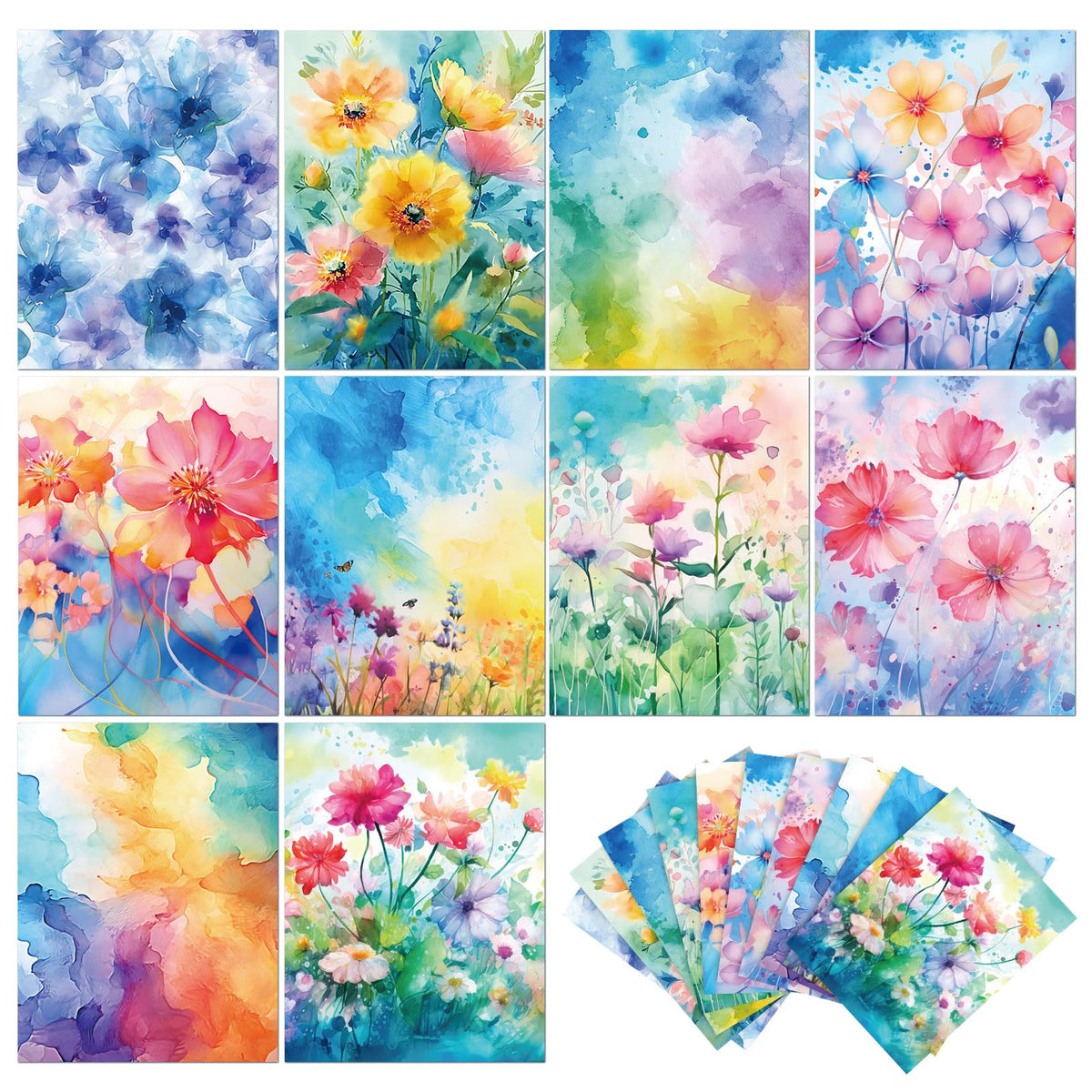 Gersoniel 40 Sheets Watercolor Shimmer 8.5x11'' Scrapbook Decorative Paper
