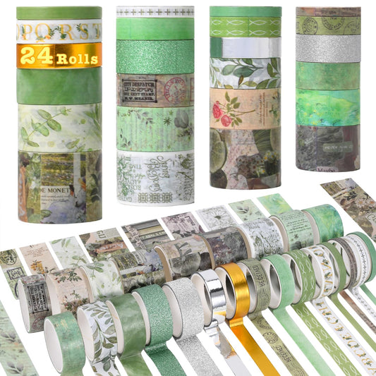 24 Rolls Washi Tape Set,Decorative Tape (Secret Garden Series)