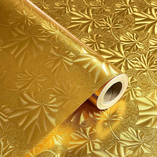 Adameng 15.7" x 46 ft Embossed Floral Metallic Foil Wrap for Cake Boards, Florist Bouquets, Wedding & Holiday Gift Wrapping