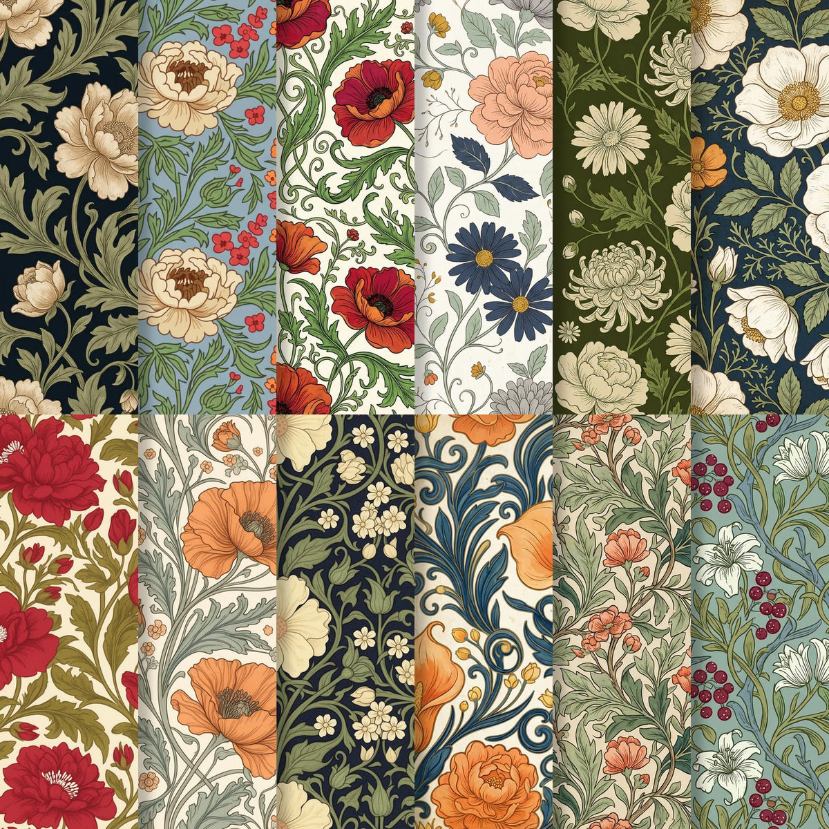 24 Sheets 11.8 x 11.8 Inch Japanese Washi Floral Scrapbook Paper, Double Sided Decorative Craft Paper for Junk Journals, DIY Card Making & Gift Wrapping