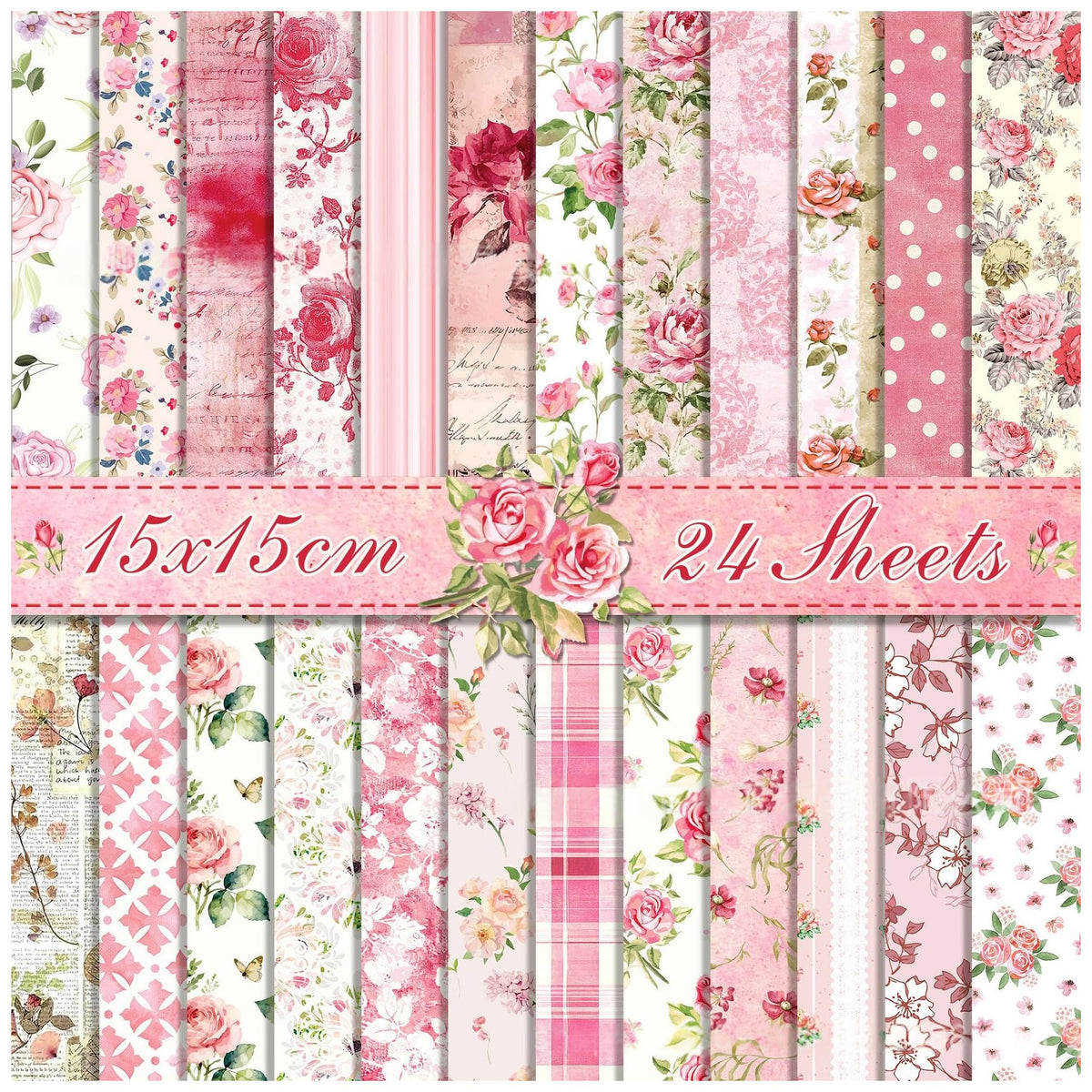 Scrapbook Paper 6x6 Inch, 24 Sheets Double-sided Purple Cardstock, 24 Floral Patterns, 160 gsm Decorative Craft Paper Pad for Card Making, junk Journal, Photo Album Background