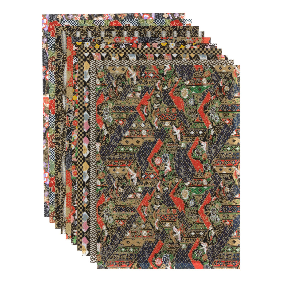 Chiyogami Yuzen Washi B4, 15 Patterns, 15 Sheets (Blue Type B Set)
