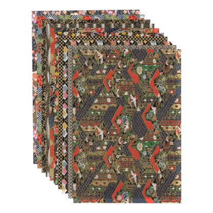 Chiyogami Yuzen Washi B4, 15 Patterns, 15 Sheets (Blue Type B Set)