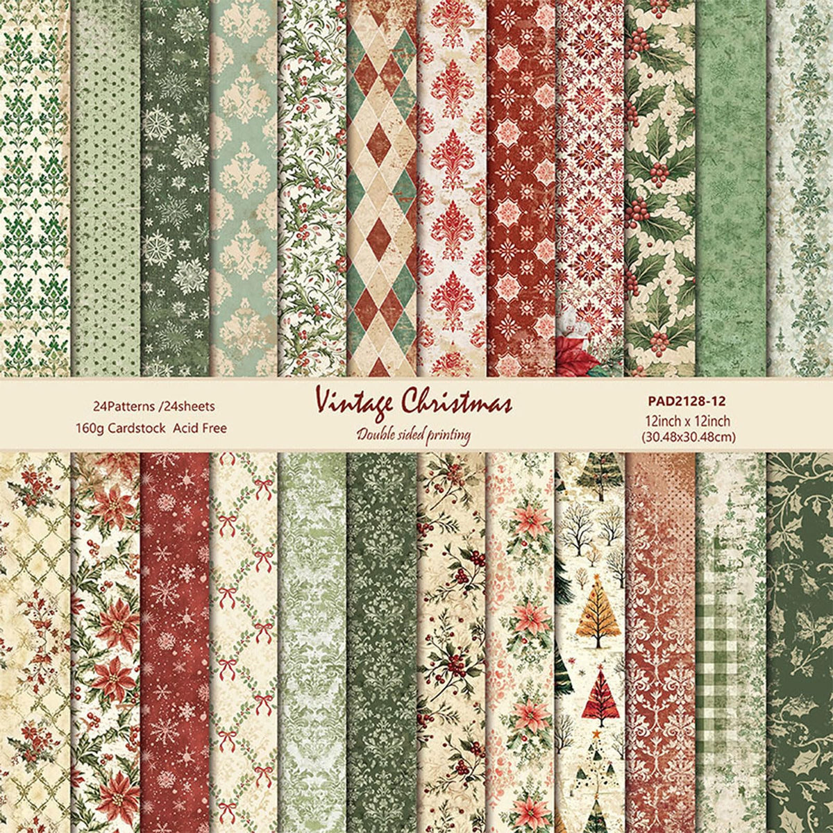 Christmas Scrapbook Paper 12x12 Double Sided Patterned Paper (C)