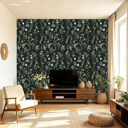 Green Vintage Floral Peel and Stick Wallpaper Boho Floral Contact Paper