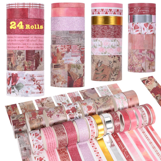 24 Rolls Washi Tape Set,Decorative Tape(Romantic Eternal Series)
