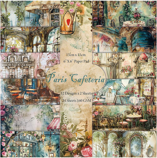 24 Sheets 6"x6" Scrapbook Paper Single-Sided Pattern Decorative Paper