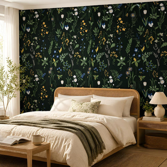 Green Vintage Floral Peel and Stick Wallpaper Boho Floral Contact Paper