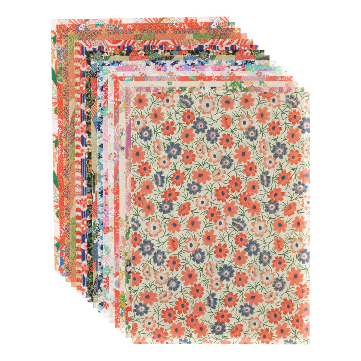 Chiyogami Yuzen Washi B4, 15 Patterns, 15 Sheets (Blue Type B Set)