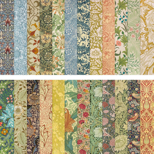 HAUTOCO 24 Sheets Scrapbook Paper 12 x 12 Double-Sided Scrapbooking Cardstock Vintage Floral Pattern Decorative Paper for Card Making, Junk Journal, DIY Crafts, Photo Album, Decoupage, Art Journaling