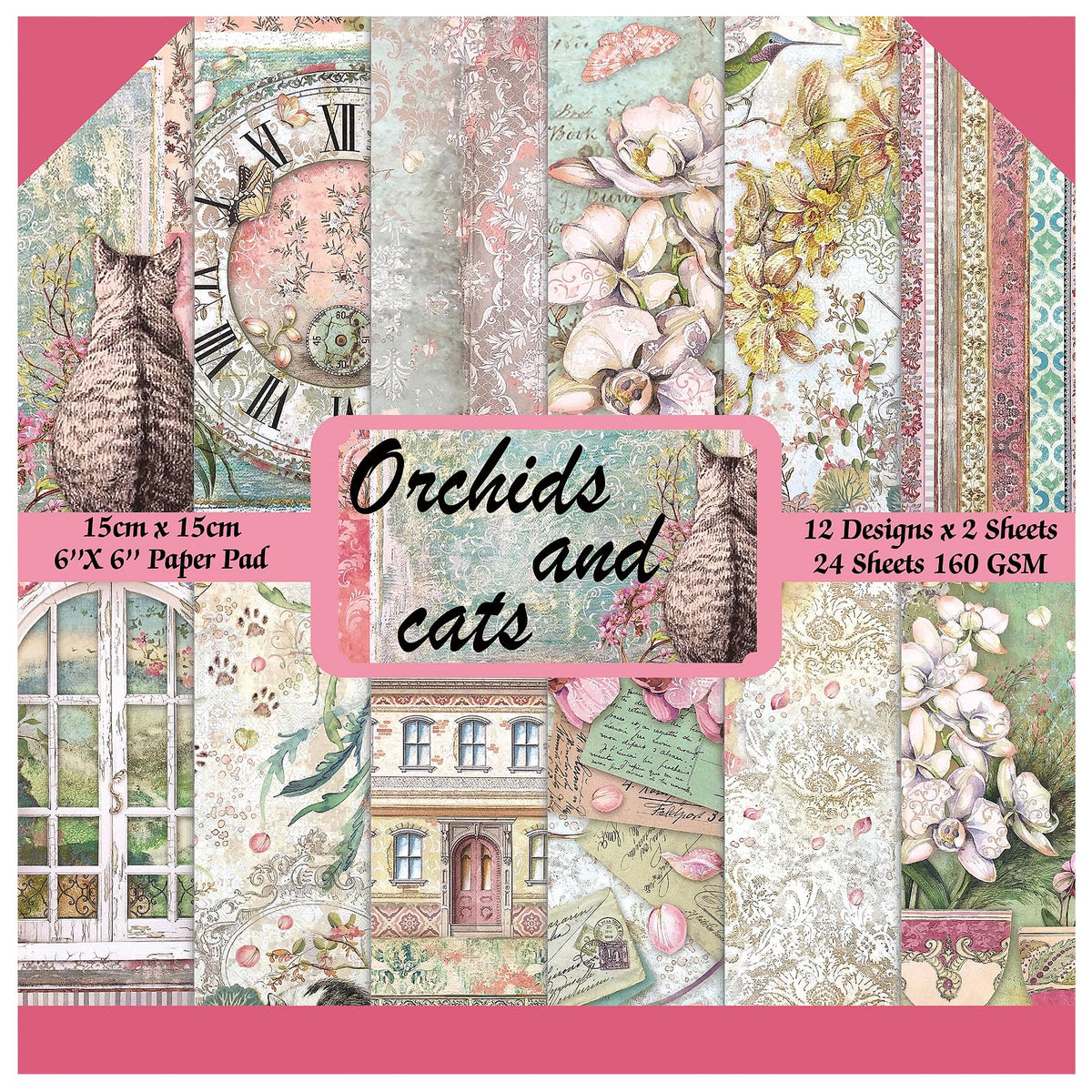 Scrapbook Paper,24 Sheets 6"x 6" Single-Sided Pattern Decorative Cardstock