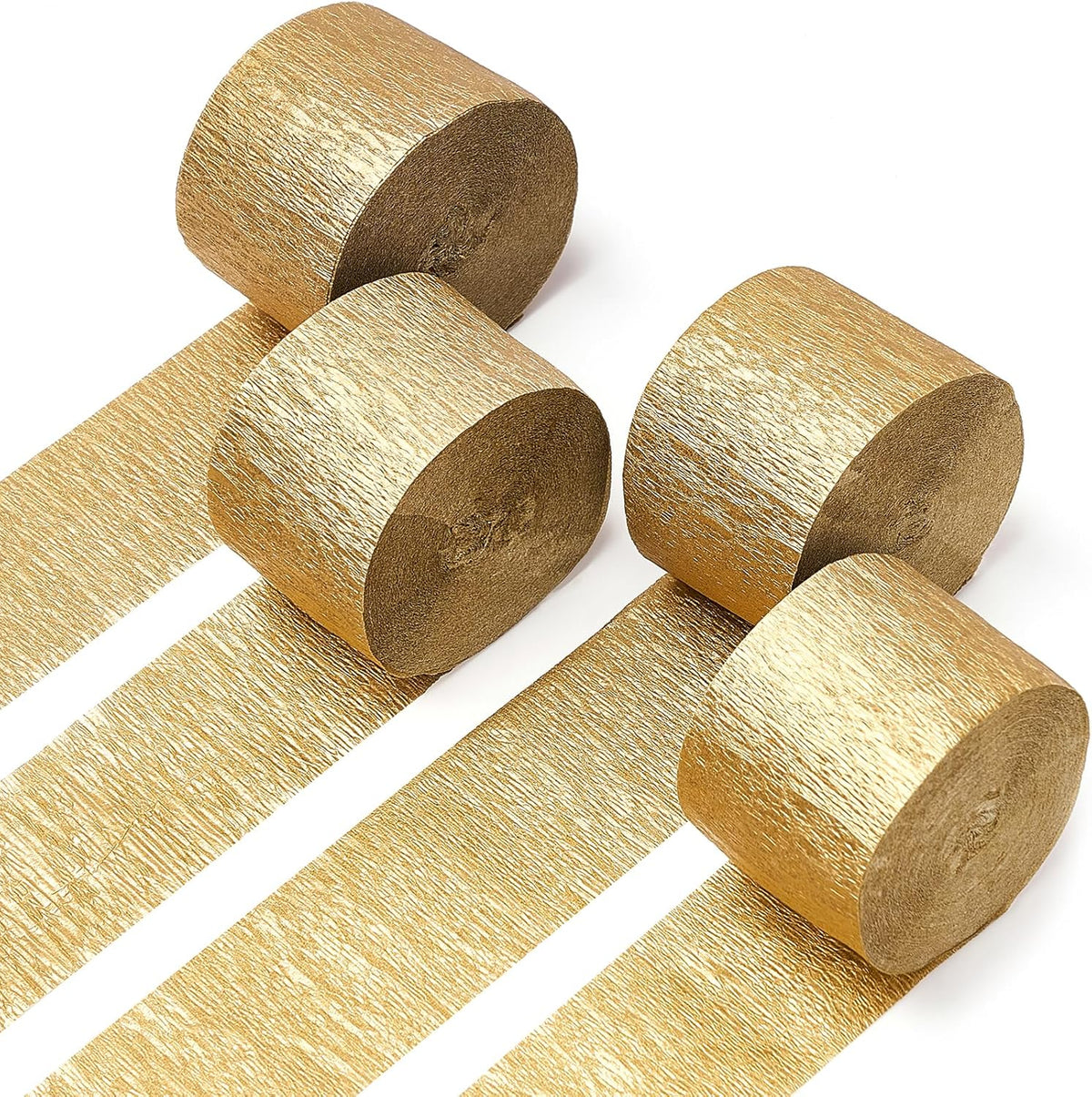 PartyWoo Gold Crepe Paper Streamers 4pcs 328 FT Gold Streamers