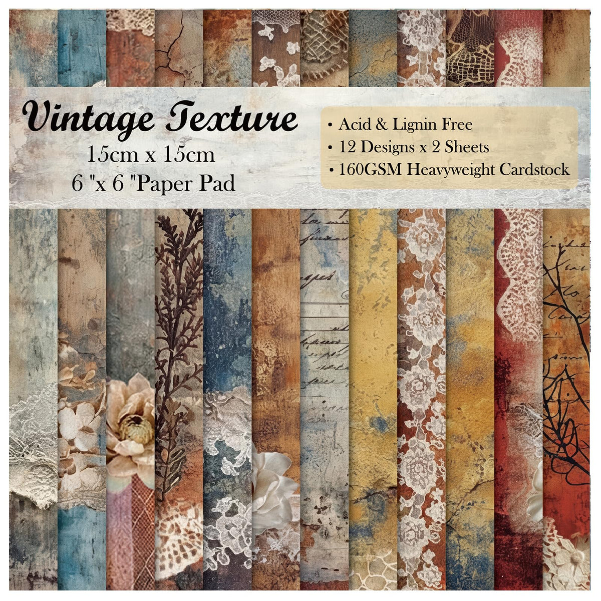 Scrapbook Paper,24 Sheets 6"x 6" Single-Sided Pattern Decorative Cardstock